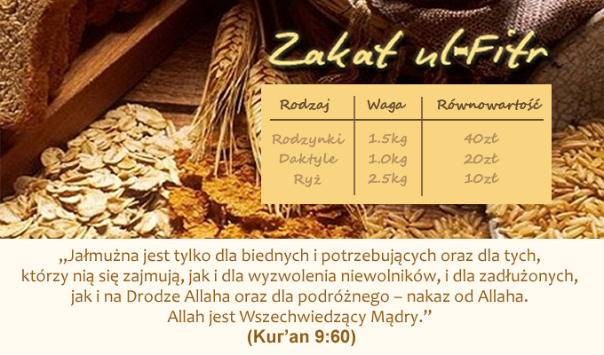 Zakat Al-Fitr (Jałmużna Ramadanowa) 1440 H / 2019 r.