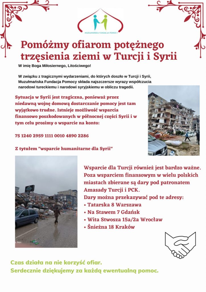 Pomoc dla Syrii i Turcji